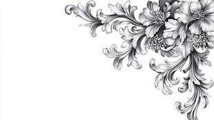 古典花卉边角装饰图案