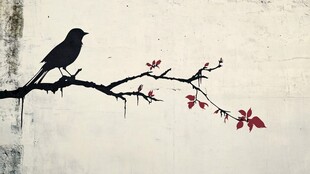 枝头小鸟伴红叶