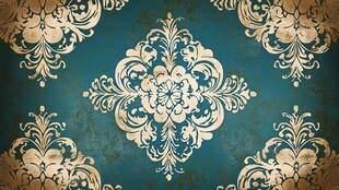 复古蓝金花纹图案背景