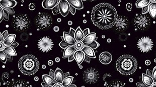 黑白花卉无缝图案背景