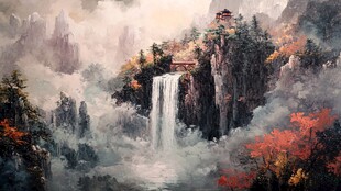 秋韵山水间的壮美瀑布