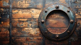 复古船舷窗与斑驳木板