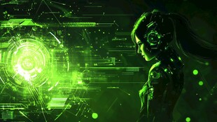 赛博朋克风女机械战士形象