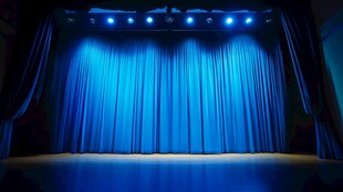 蓝色舞台幕布灯光场景