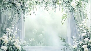 梦幻白色花卉婚礼拱门