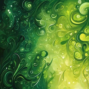 梦幻绿色漩涡花纹背景图