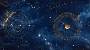 梦幻星空下的宇宙轨道图景