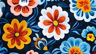 复古花卉图案布料纹理