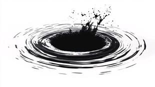 水墨飞溅形成的独特涟漪