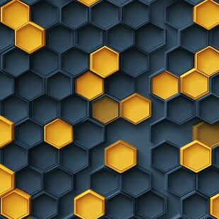 蓝黄相间六边形立体背景图