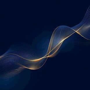 蓝色背景上的金色流动线条