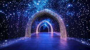 梦幻星空灯光隧道景观