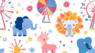 欢乐动物与游乐园图案