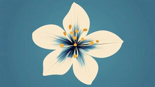 简约蓝底白花插画图案