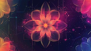 梦幻炫彩花朵科技背景图