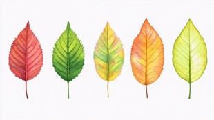 五彩水彩叶 自然之美