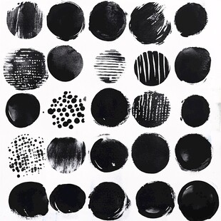 黑白墨点笔触圆形图案集合