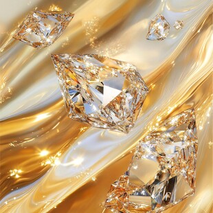 璀璨钻石闪耀于金色丝缎