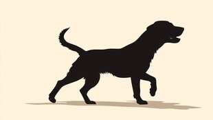 奔跑的黑狗剪影