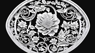 中式雕花圆形装饰图案