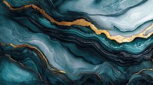 蓝绿金交织的流动纹理