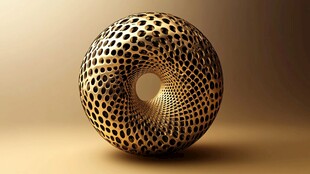 金色镂空环形艺术雕塑