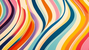 多彩波浪线条抽象艺术图案