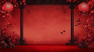 中式喜庆红背景灯笼场景
