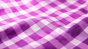 紫白格纹布料特写