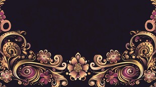 华丽复古花卉边框图案