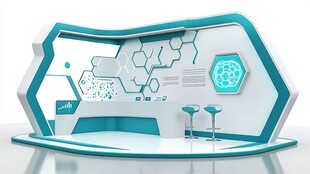 科技感六边形展台设计
