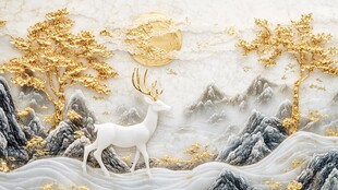 金白山水间的灵鹿瑞景