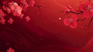 红梅绽放 红色浪漫背景图