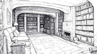 复古风格的静谧地下图书室