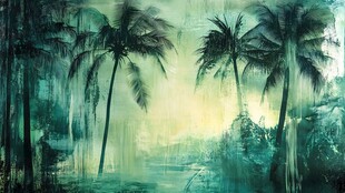 梦幻绿调中的热带椰林风光