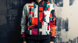 时尚几何图案拼接潮流夹克