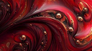 炫彩红金流动抽象艺术图案