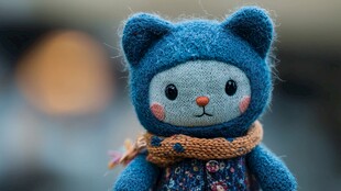 蓝色萌趣小猫玩偶