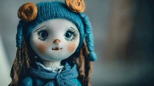 蓝帽布偶娃娃的精致瞬间