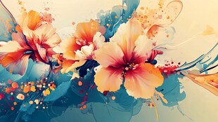 梦幻水彩花卉艺术画作