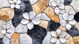 花朵镶嵌石纹艺术瓷砖