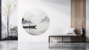 中式禅意圆景客厅装饰图