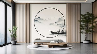 中式客厅 水墨山水禅意空间