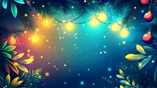 梦幻圣诞彩灯装饰背景图