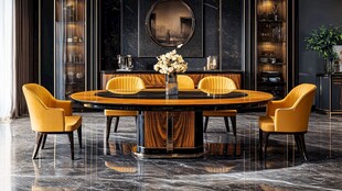 现代奢华餐厅圆桌家居场景