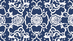 蓝白中式花卉纹图案设计