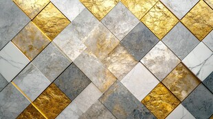 金灰几何瓷砖拼接纹理