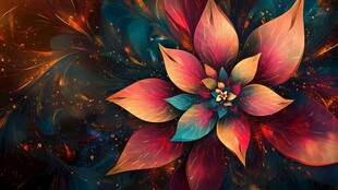 梦幻绚丽花朵绽放奇幻空间