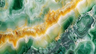 翠绿黄纹玛瑙纹理特写