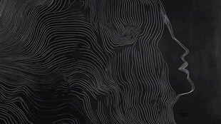 线条勾勒的女性侧面轮廓